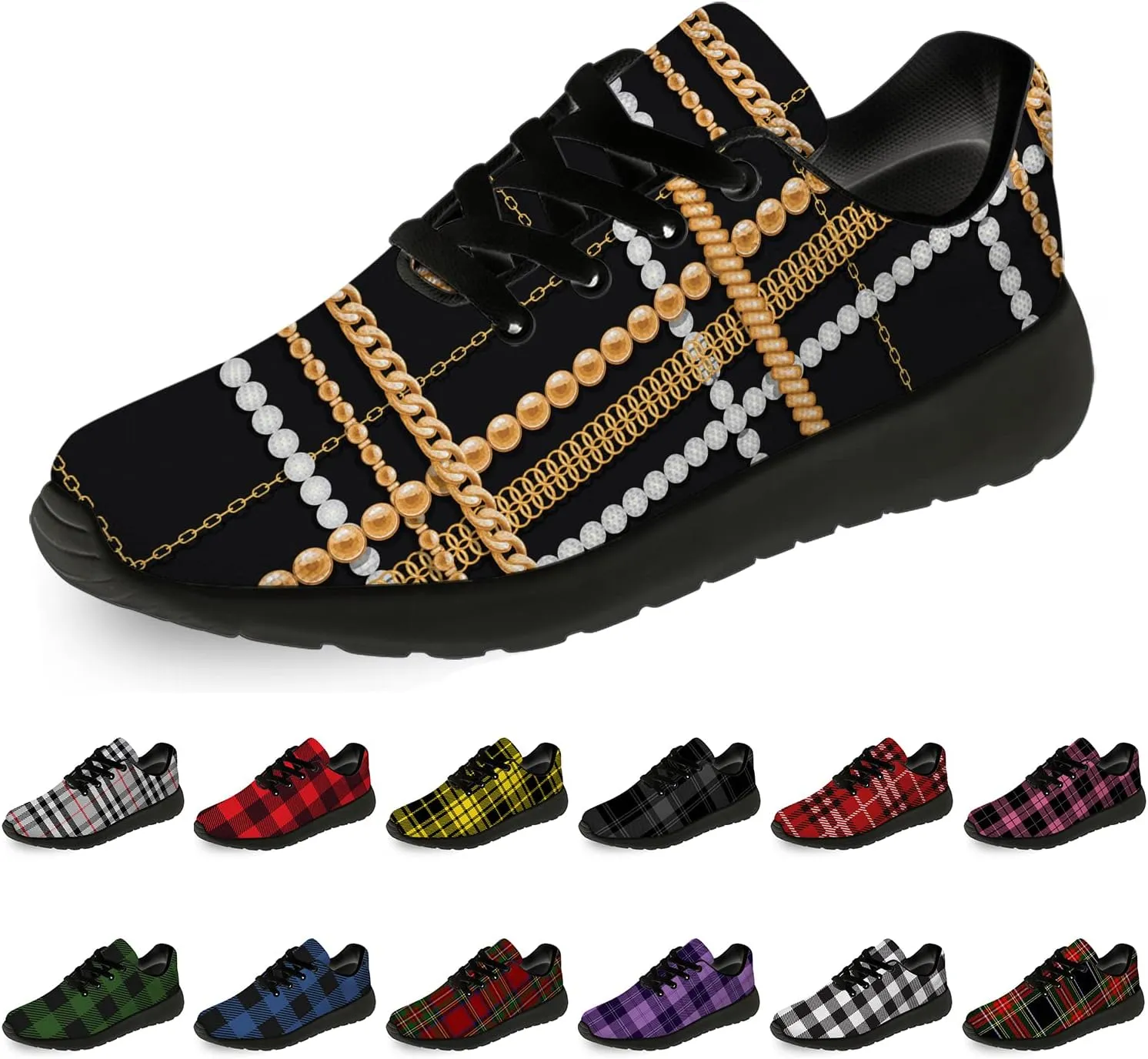 Plaid Shoes for Women Men Running Shoes Womens Mens Lightweight Walking Tennis Sneakers Jogging Shoes Gifts