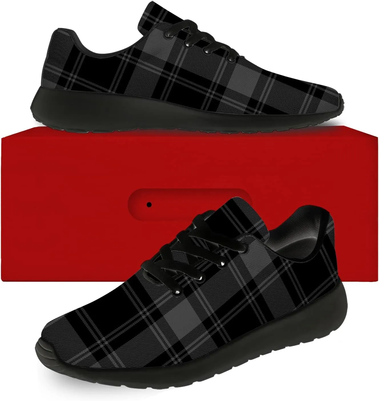 Plaid Shoes for Women Men Running Shoes Womens Mens Lightweight Walking Tennis Sneakers Jogging Shoes Gifts