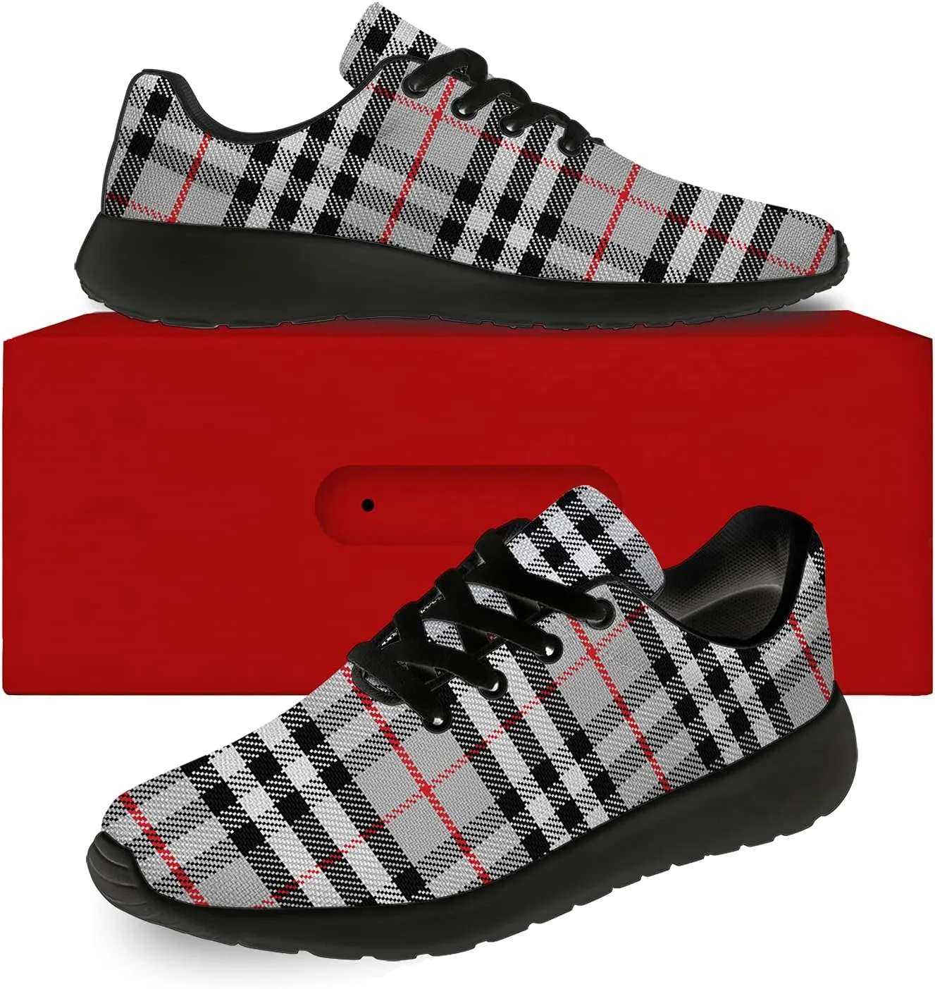 Plaid Shoes for Women Men Running Shoes Womens Mens Lightweight Walking Tennis Sneakers Jogging Shoes Gifts