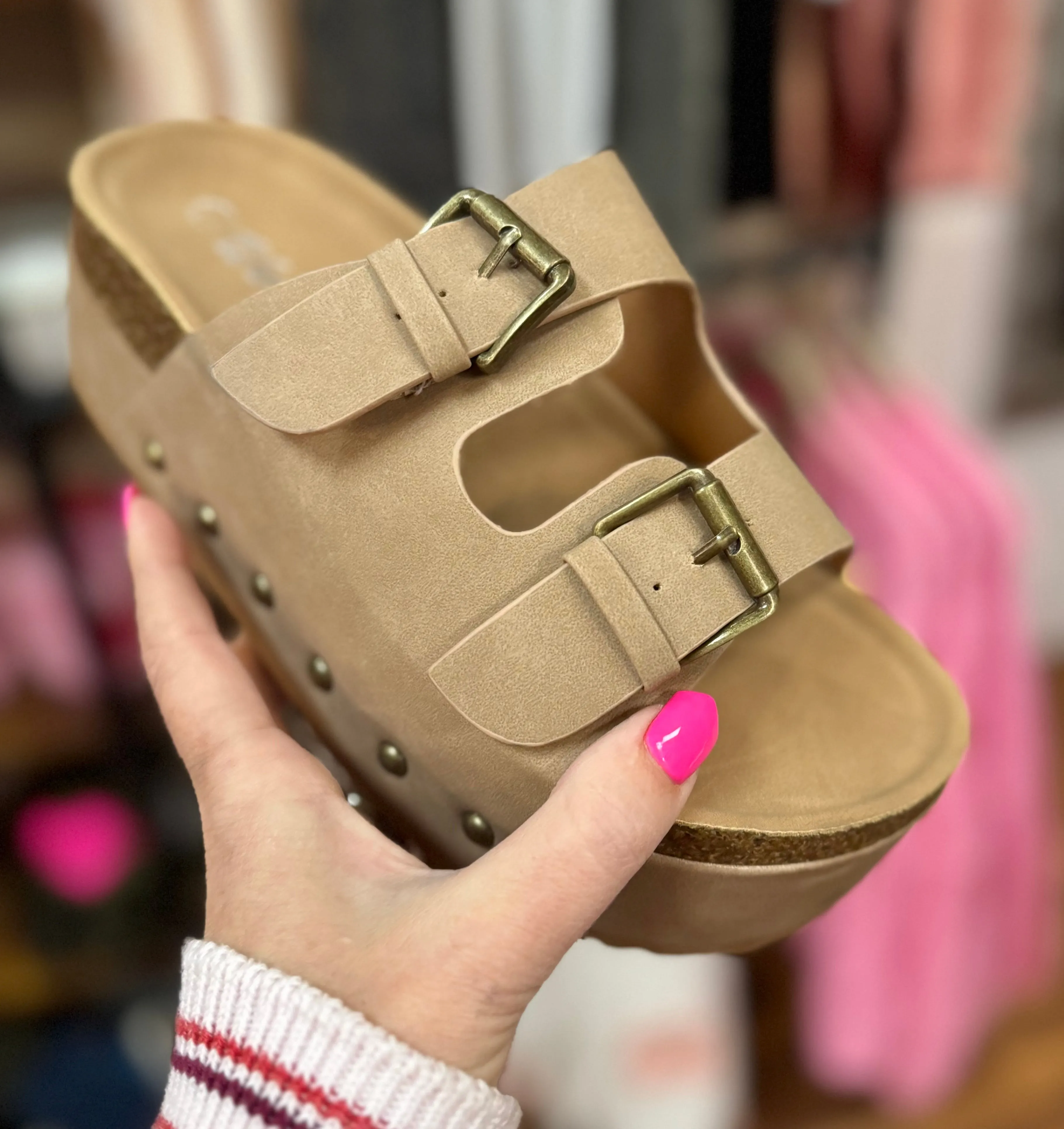 Platform Double Buckle Sandals