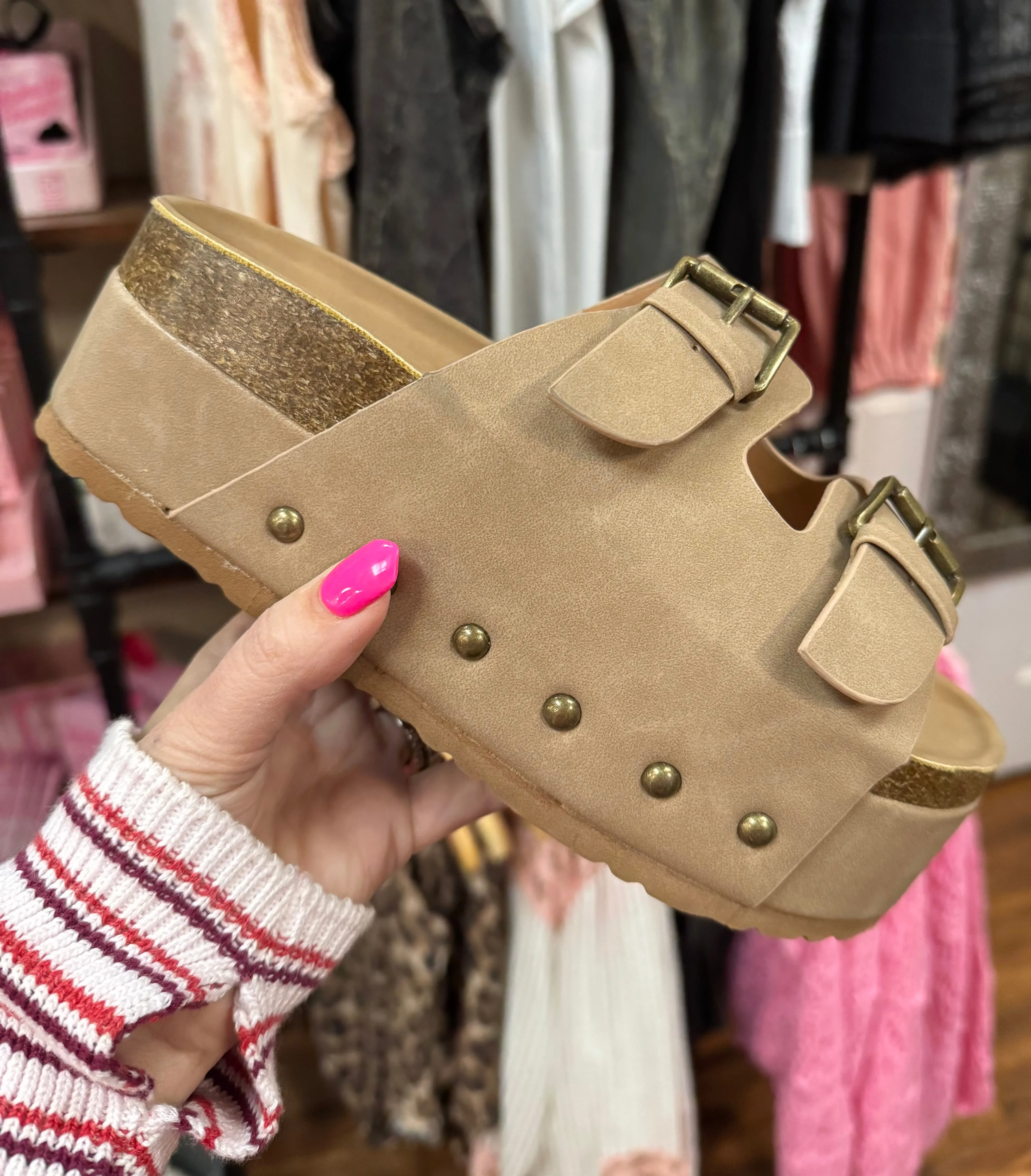 Platform Double Buckle Sandals