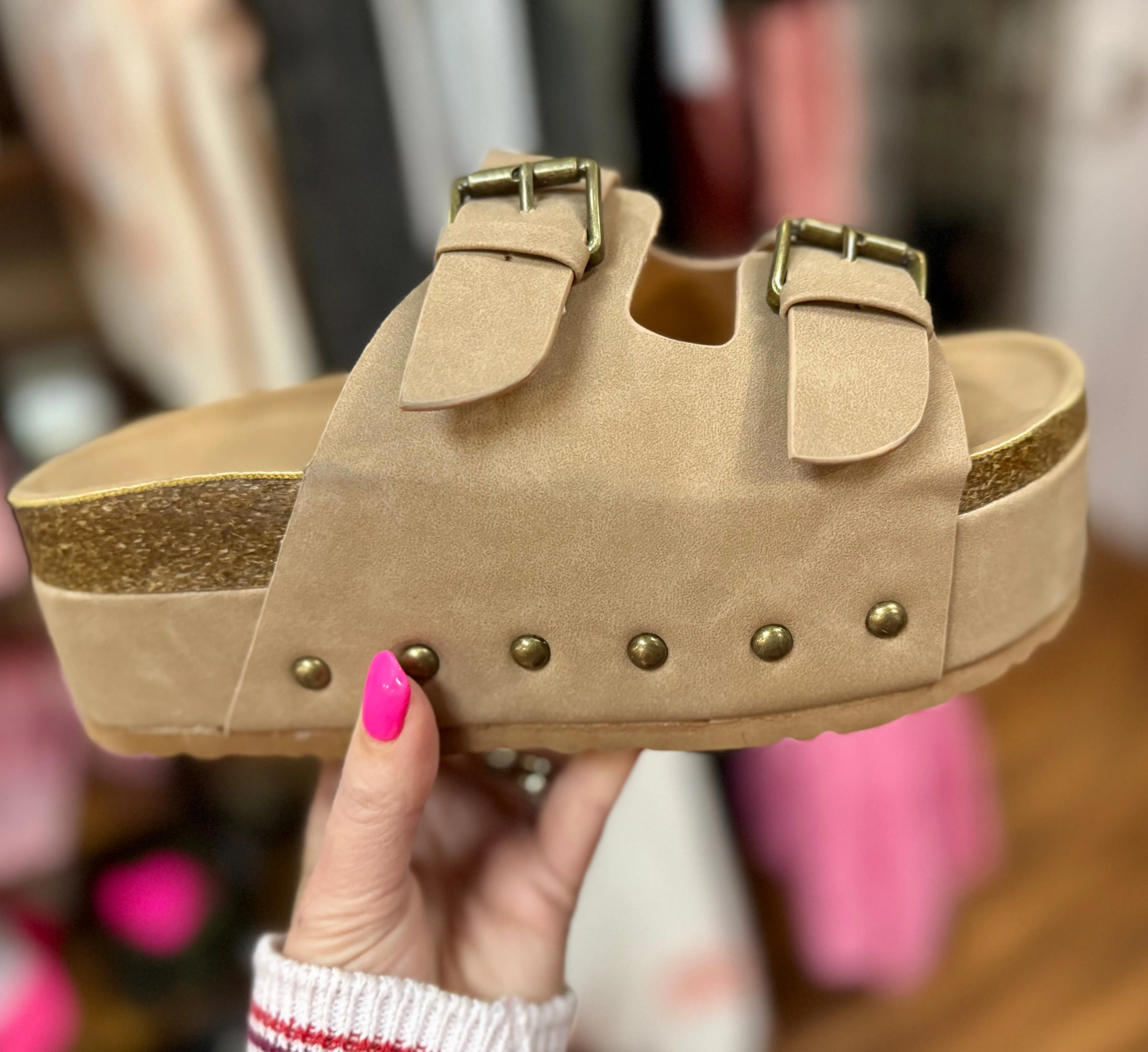 Platform Double Buckle Sandals