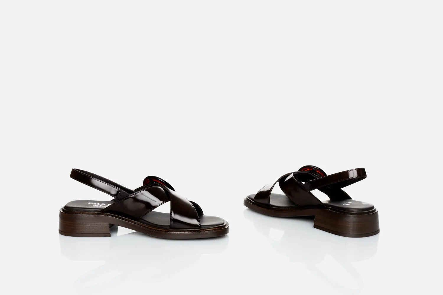 Prada Brushed Leather Sandals With Buckle