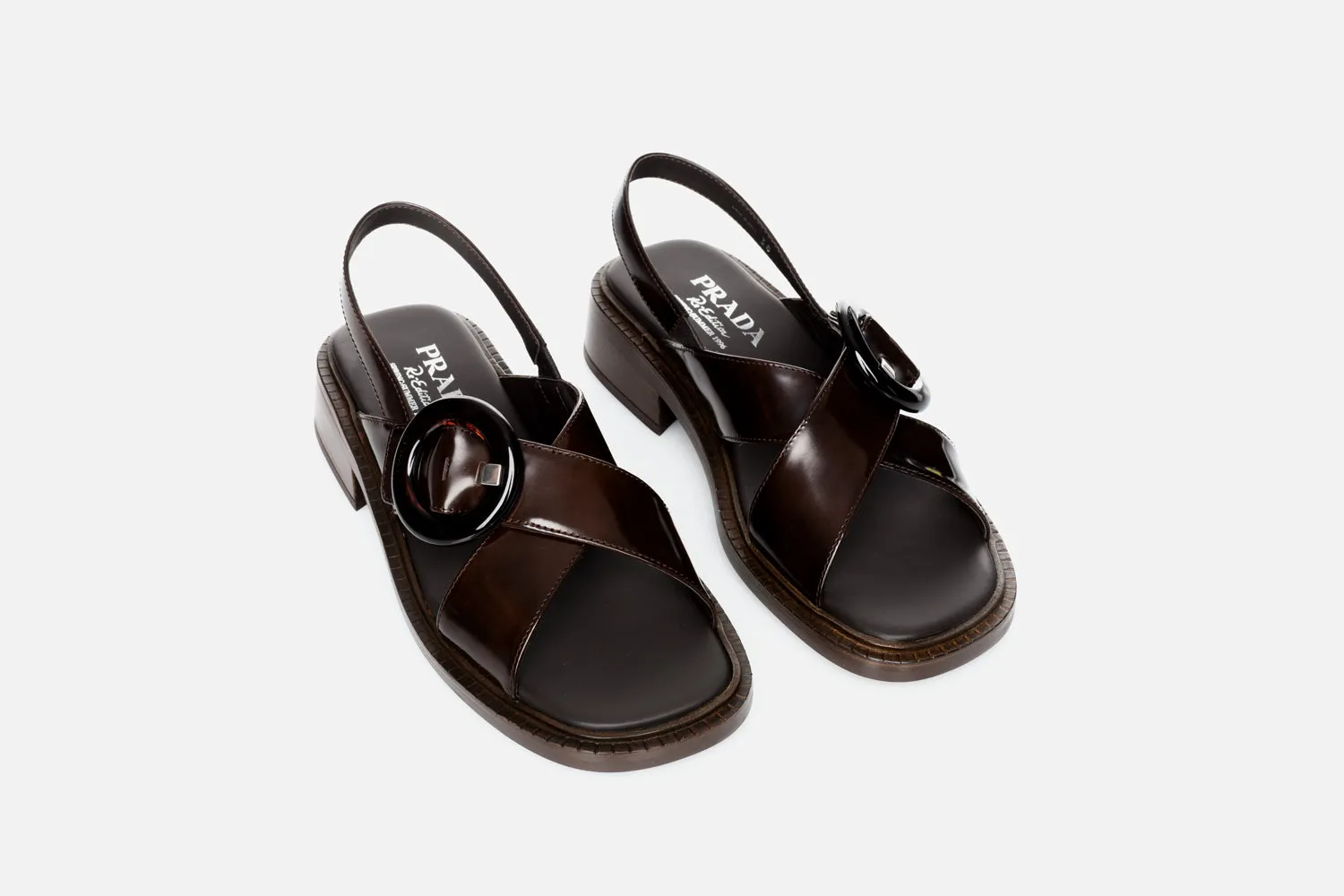 Prada Brushed Leather Sandals With Buckle