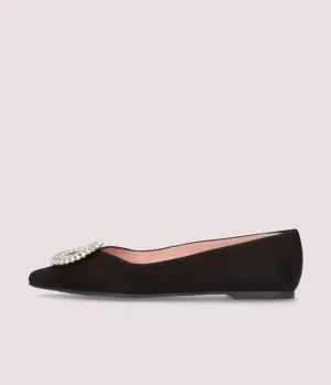 Pretty Ballerina Plush Black Velvet Flats