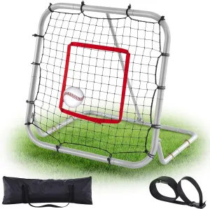 Pro Portable Baseball and Softball Rebounder Adjustable Heavy Duty Pitch-Back Net with Storage Bag Carrying Strap Fielding Trainer Net 3 Angles Ground Balls Line Drives Pop Flies