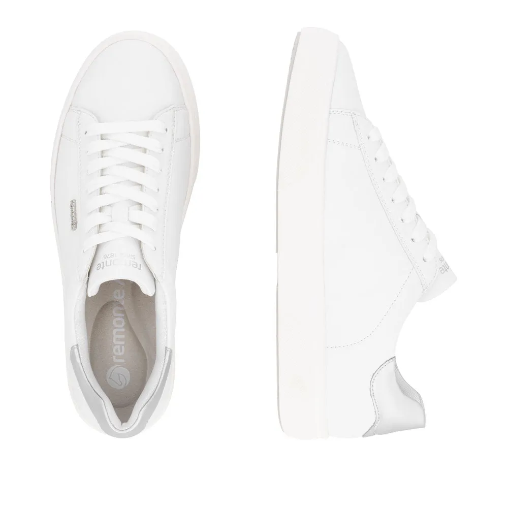 Remonte D2J00 -Ladies Lace Trainer in White/Silver