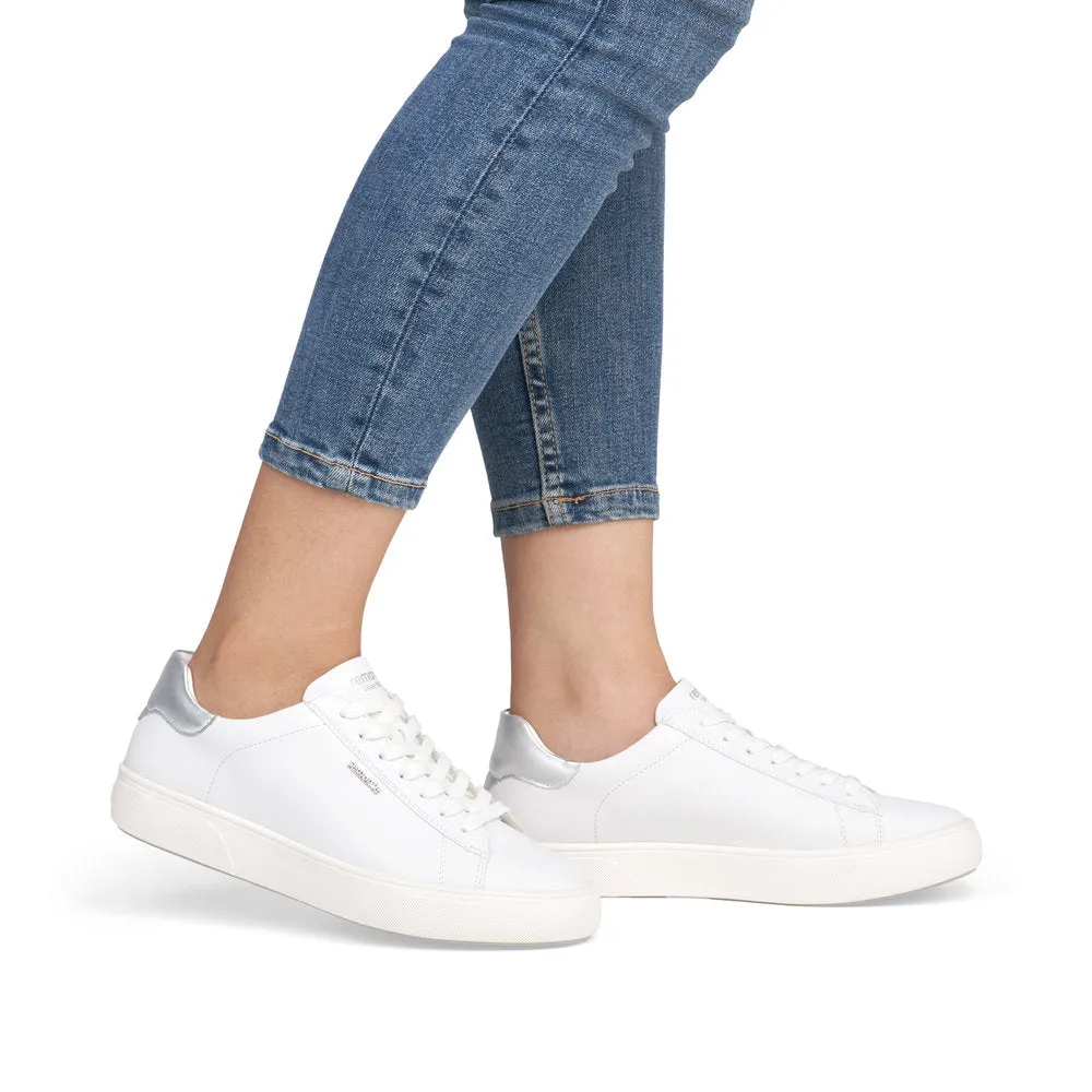 Remonte D2J00 -Ladies Lace Trainer in White/Silver