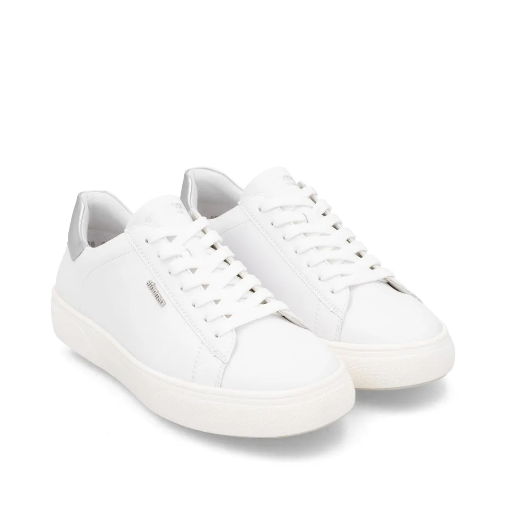 Remonte D2J00 -Ladies Lace Trainer in White/Silver