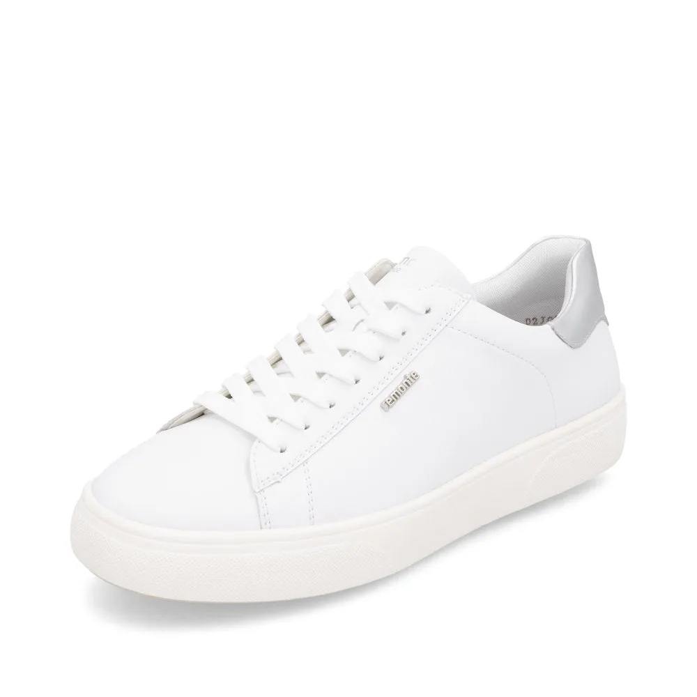 Remonte D2J00 -Ladies Lace Trainer in White/Silver