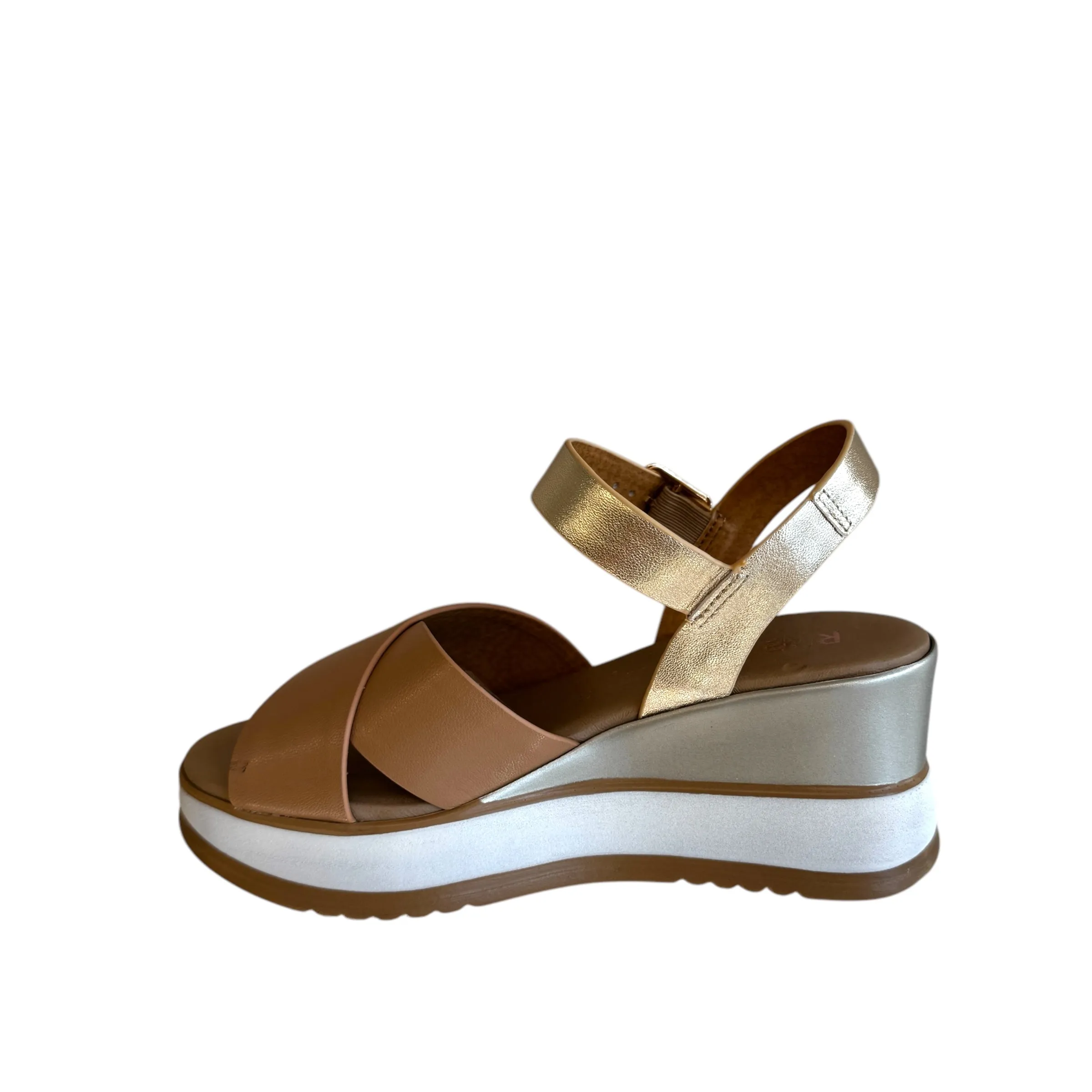 Repo Camel & Gold Wedge Sandal