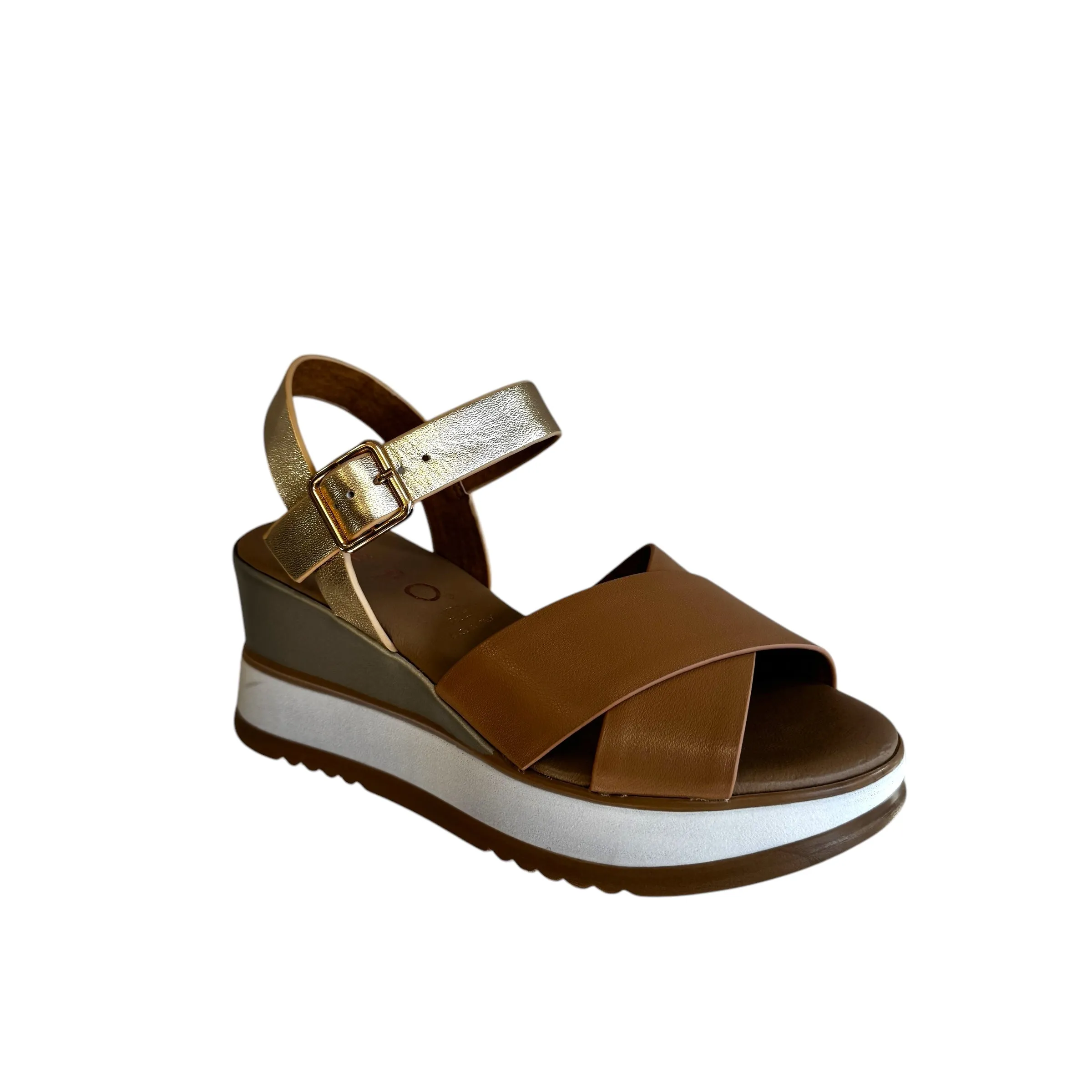 Repo Camel & Gold Wedge Sandal