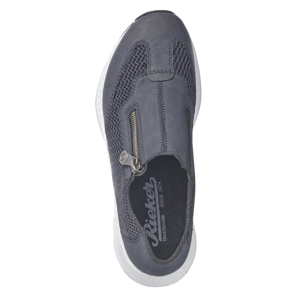 RIEKER - N5653-16 - FLAT ZIP COMFORT SHOE - NAVY