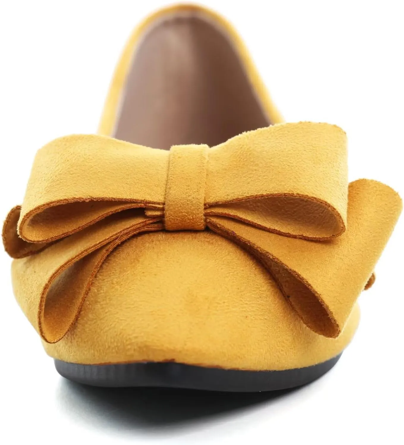SAILING LU Bowknot Ballet Flats Womens Pointy Toe Casual Flat Shoes Suede Dress Shoes Wear to Work Slip On Moccasins