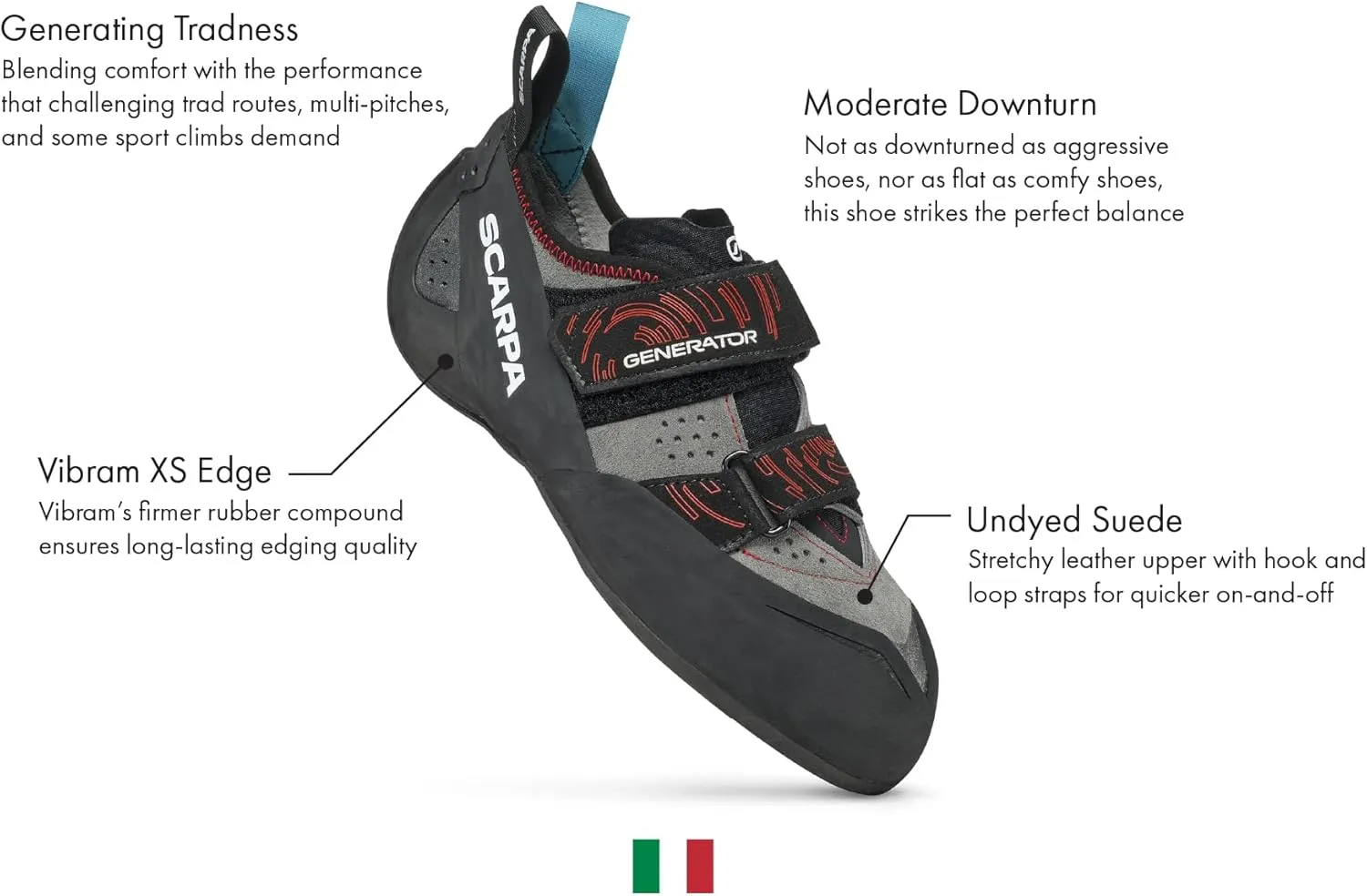 SCARPA Men's Generator V Rock Climbing Shoes for Trad & Sport Climbing