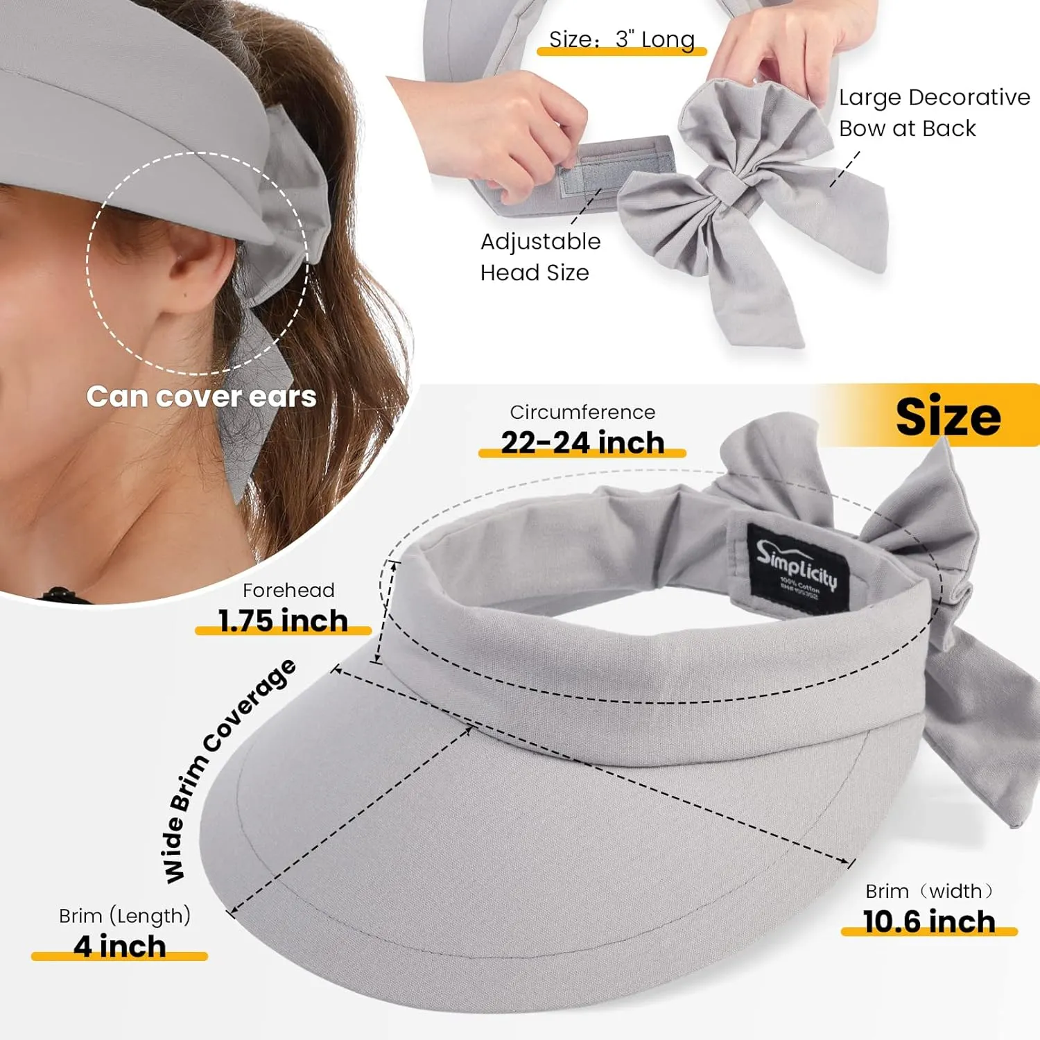 Simplicity Women's UPF 50  UV Protection Wide Brim Beach Sun Visor Hat