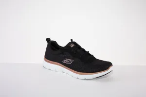 SKECHERS 149303  FLEX APPEAL 4.0 BRILLIANT VIEW LACED TRAINER - BLACK/GOLD
