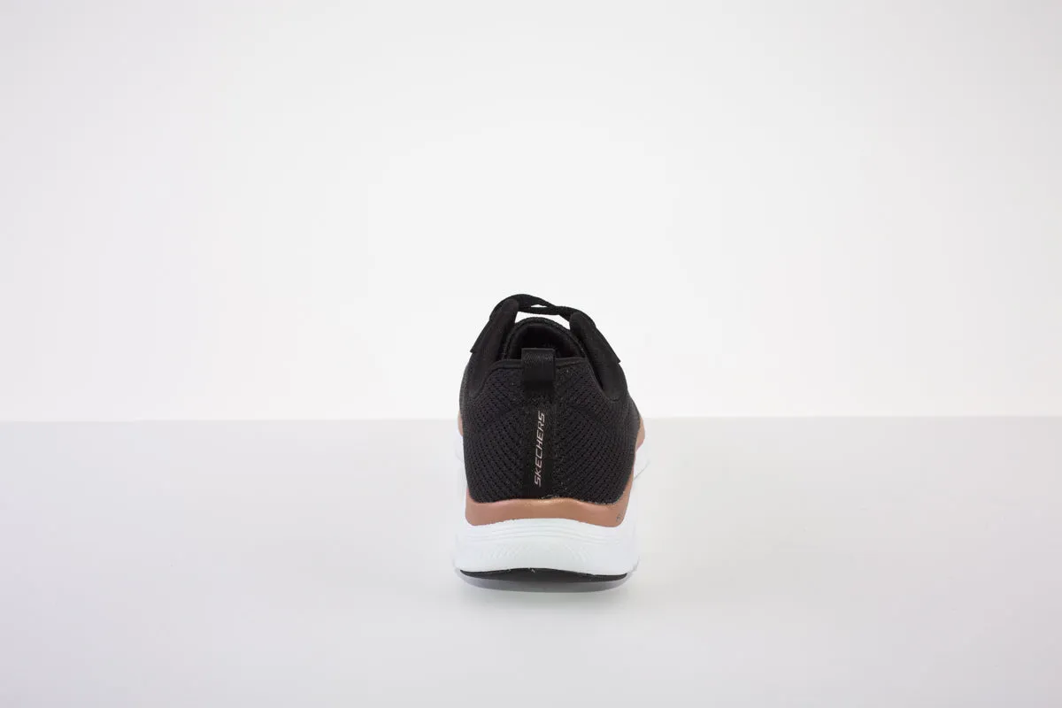 SKECHERS 149303  FLEX APPEAL 4.0 BRILLIANT VIEW LACED TRAINER - BLACK/GOLD