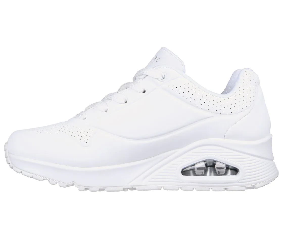 Skechers Ladies White Uno Stand On Air Trainer 73690W