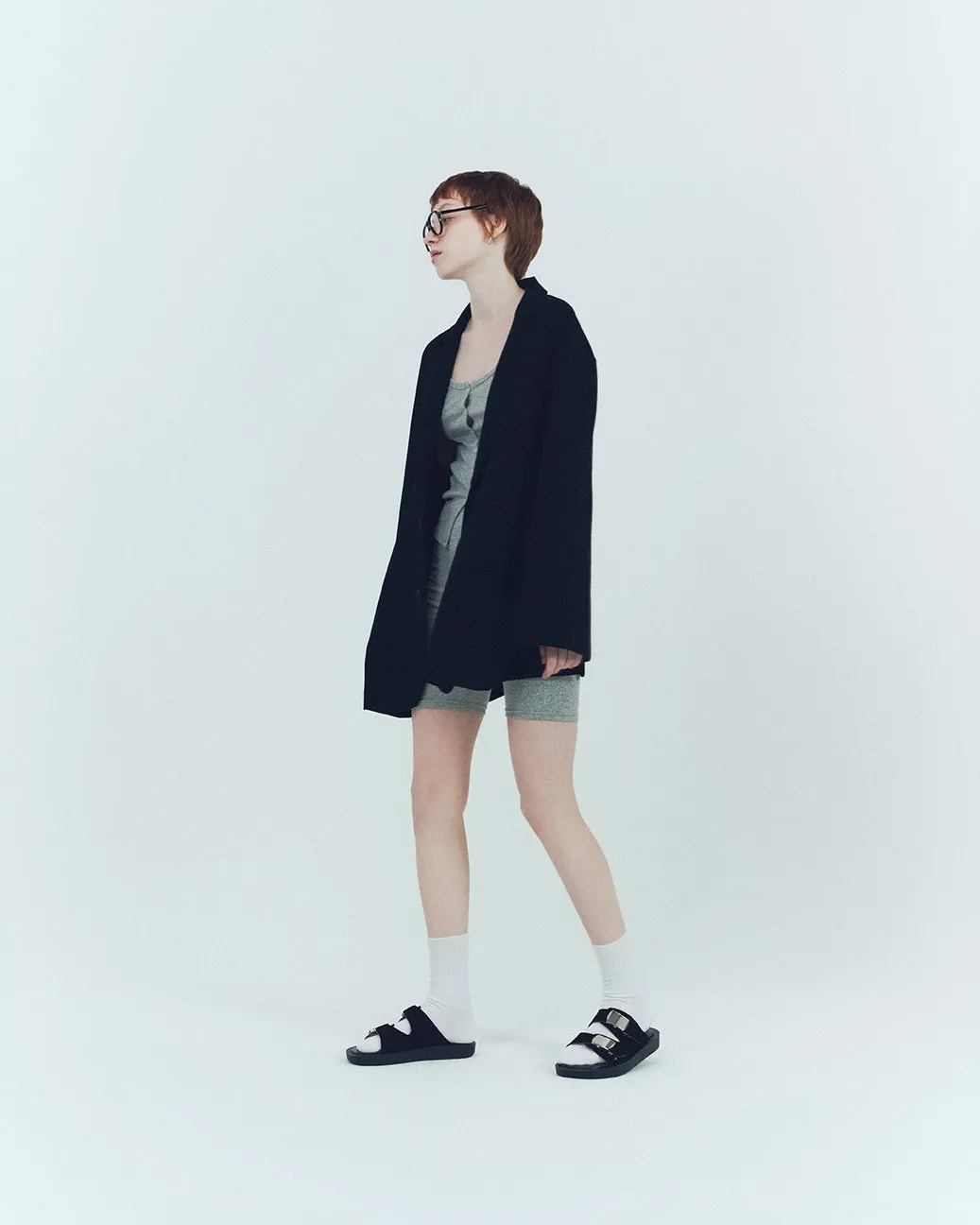 SLIDE BUCKLE PLATFORM SANDALS BLACK
