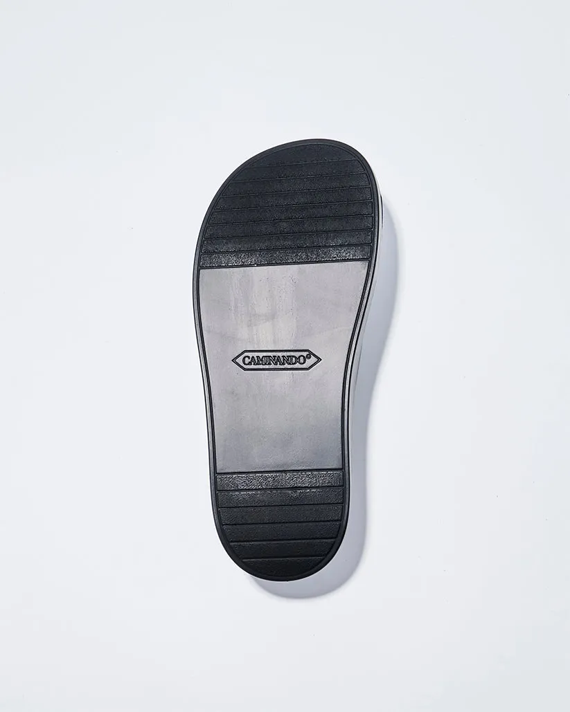 SLIDE BUCKLE PLATFORM SANDALS BLACK