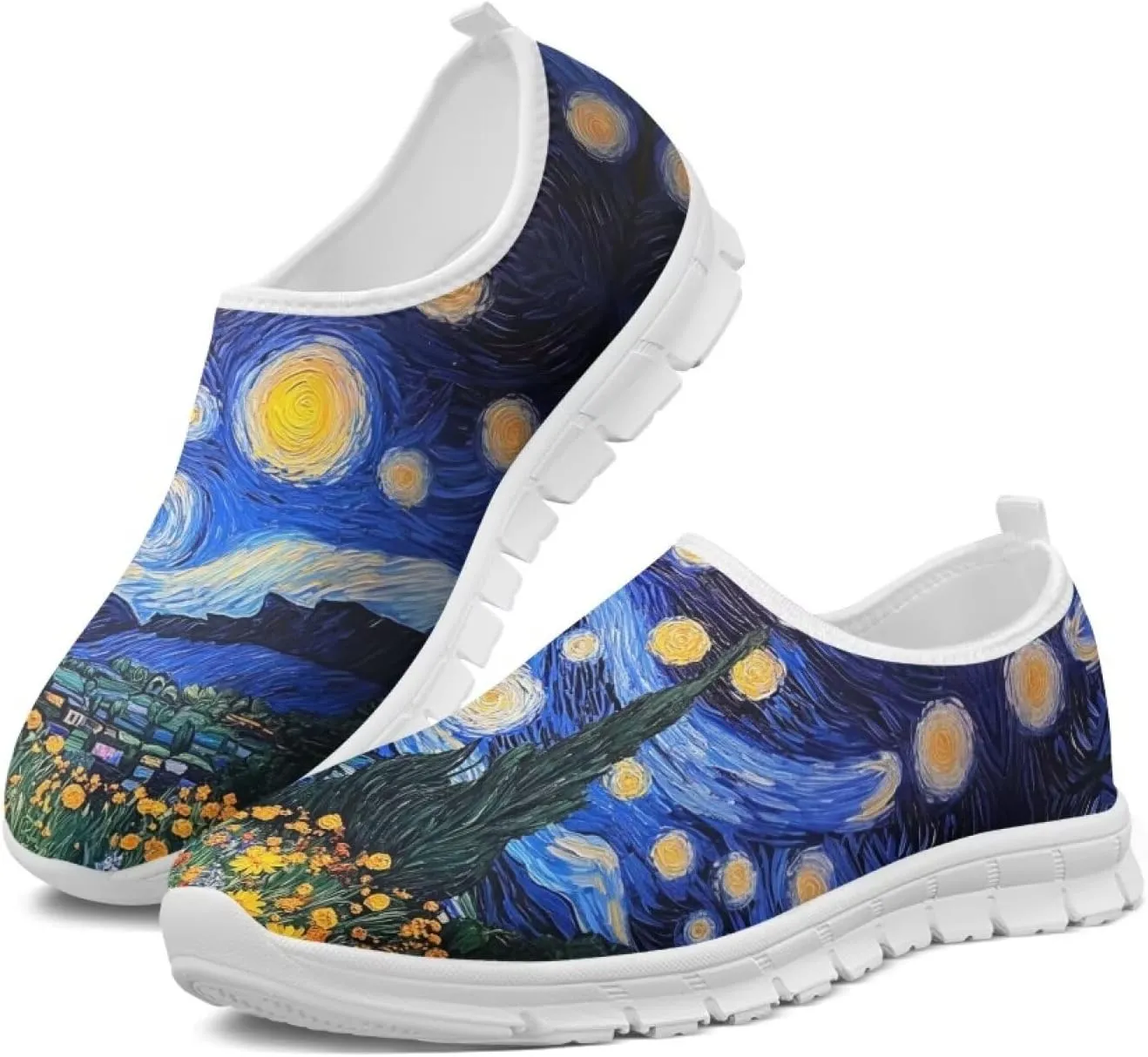 Slip On Walking Shoes for Women Knit Mesh Casual Shoes Non Slip Size 5-10.5