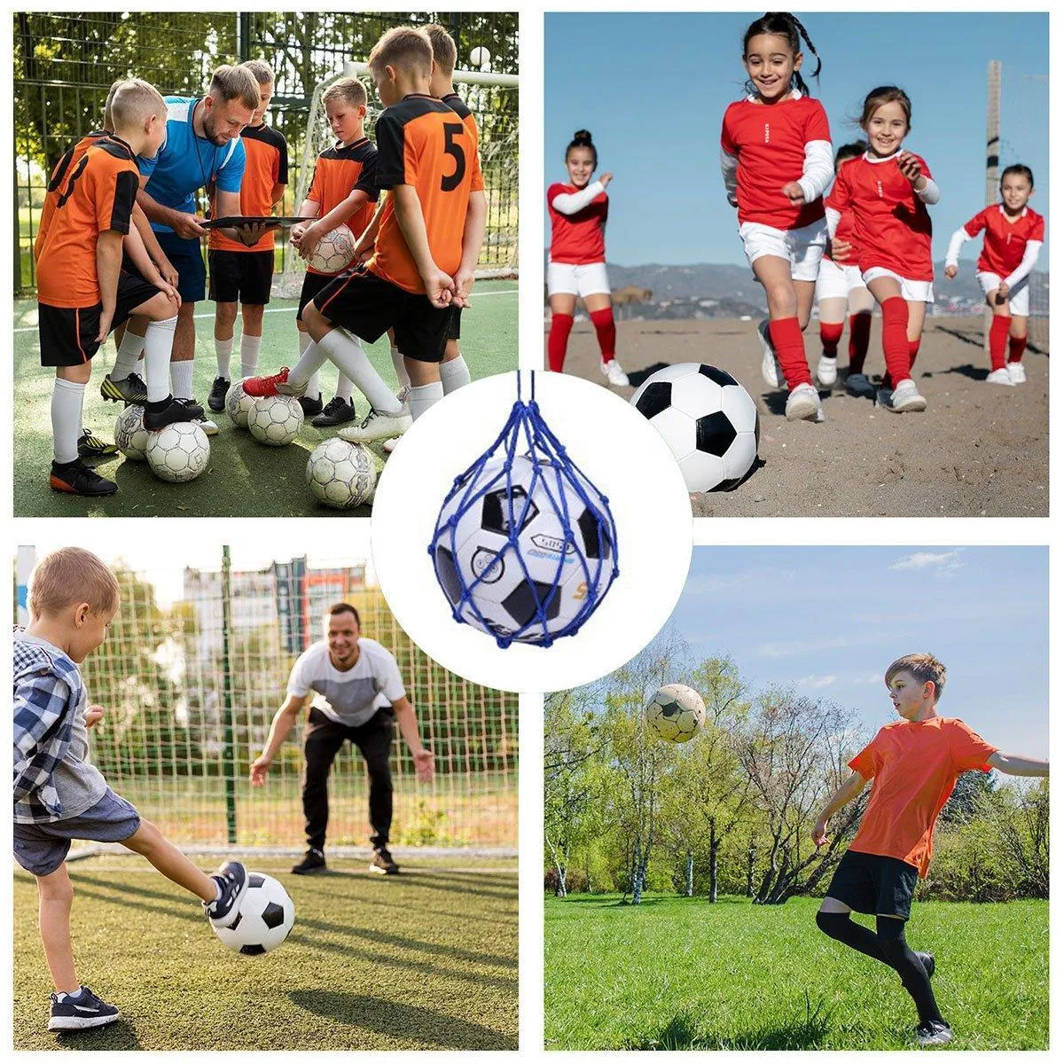 Soccer Trainer Mesh Bag for Kids Teens Men Football Training Aid Adjustable