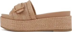Soda “Lulah” ~ Women Open Round Toe Single Strap Slide Sandal with Buckle Detail
