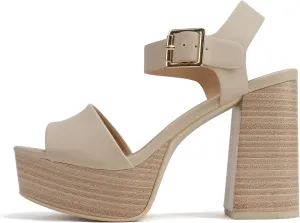 Soda “OPTIONS” ~ Women Open Square Toe Single Band Ankle Strap Buckle Platform High Heel Sandal