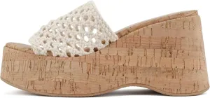 Soda “Skewer” ~ Women Open Square Toe Macrame Single Band High Heel Wedge Sandal