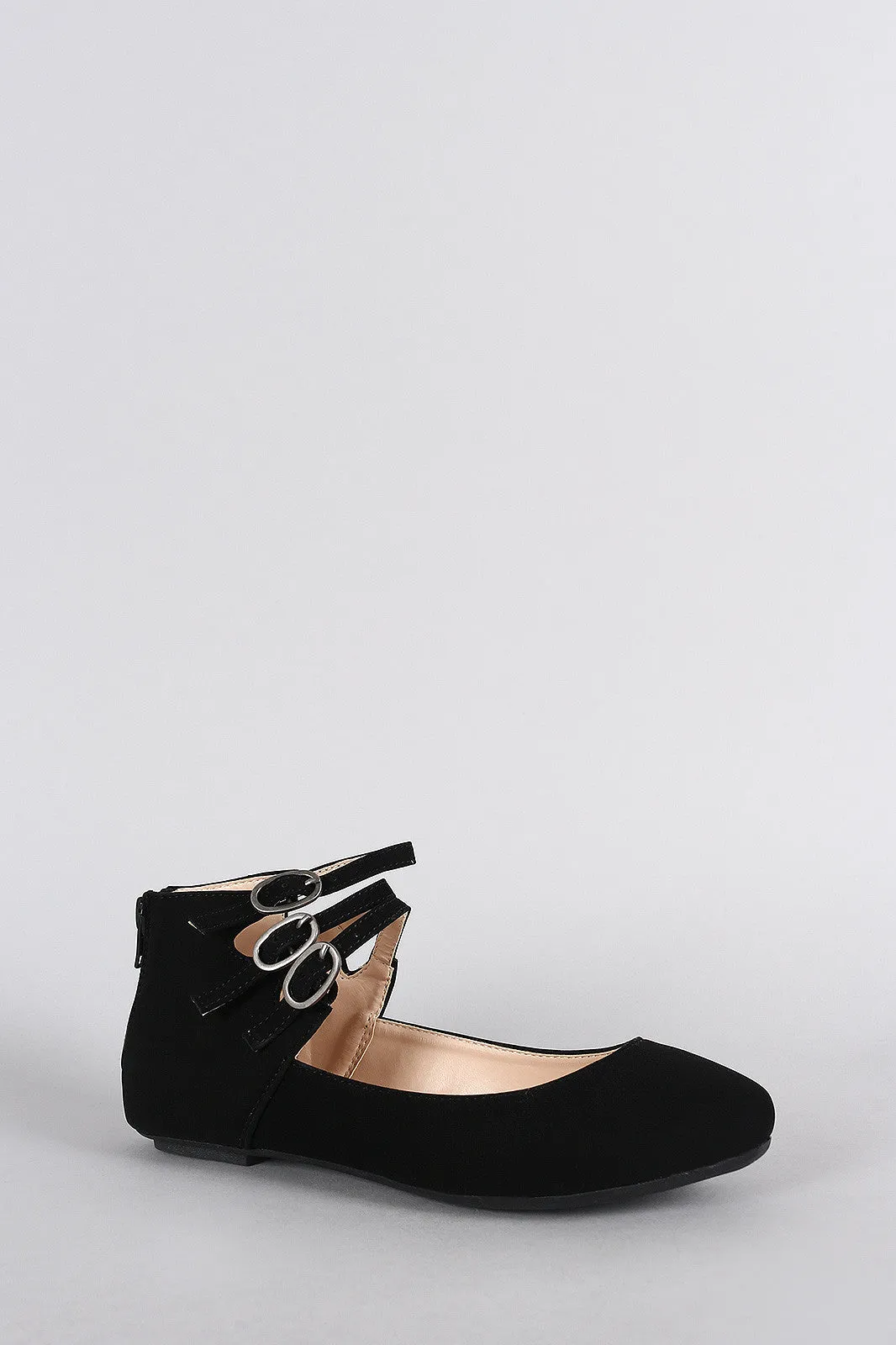 Sole Flat Toe Comfy Strap Ankle Ballet Clearance Triple Round New Year sale