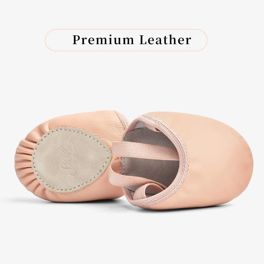 Stelle Leather Half Soles Dance Shoes Womens Lyrical Pirouette Turners Dance Shoes for Turning (Girls/Boys/Men/Adult)