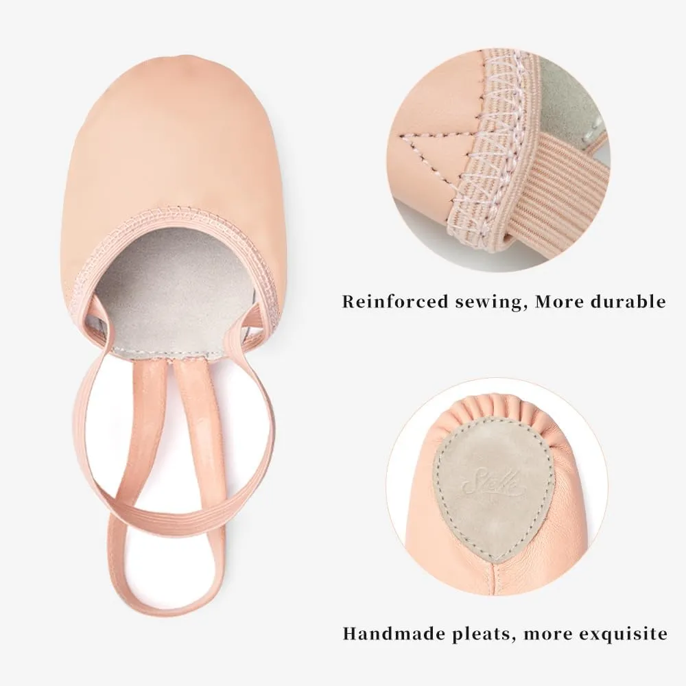 Stelle Leather Half Soles Dance Shoes Womens Lyrical Pirouette Turners Dance Shoes for Turning (Girls/Boys/Men/Adult)