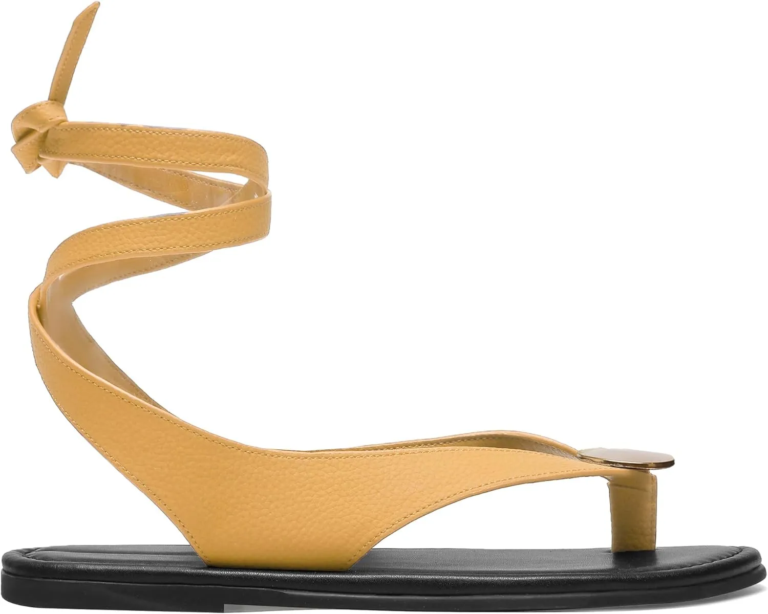 Strap Flip Flop Flat Sandals for Women with Metal Circular Ankle Strappy Ladies Fashion Cute Summer Thong Sandals Dressy.