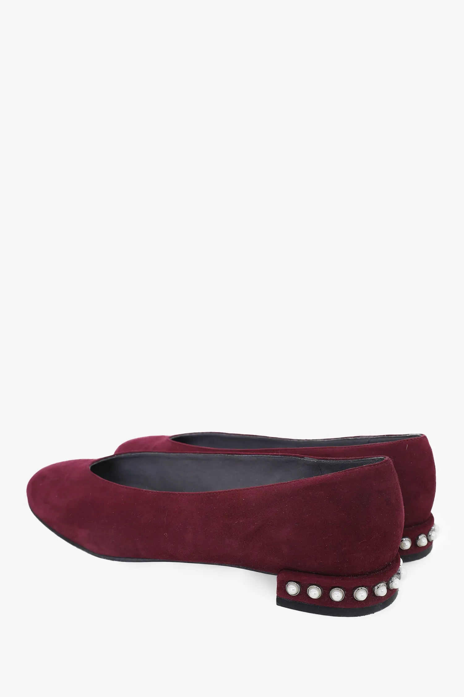 Stuart Weitzman Burgundy Suede Chic Pearl Ballet Flat Size 7
