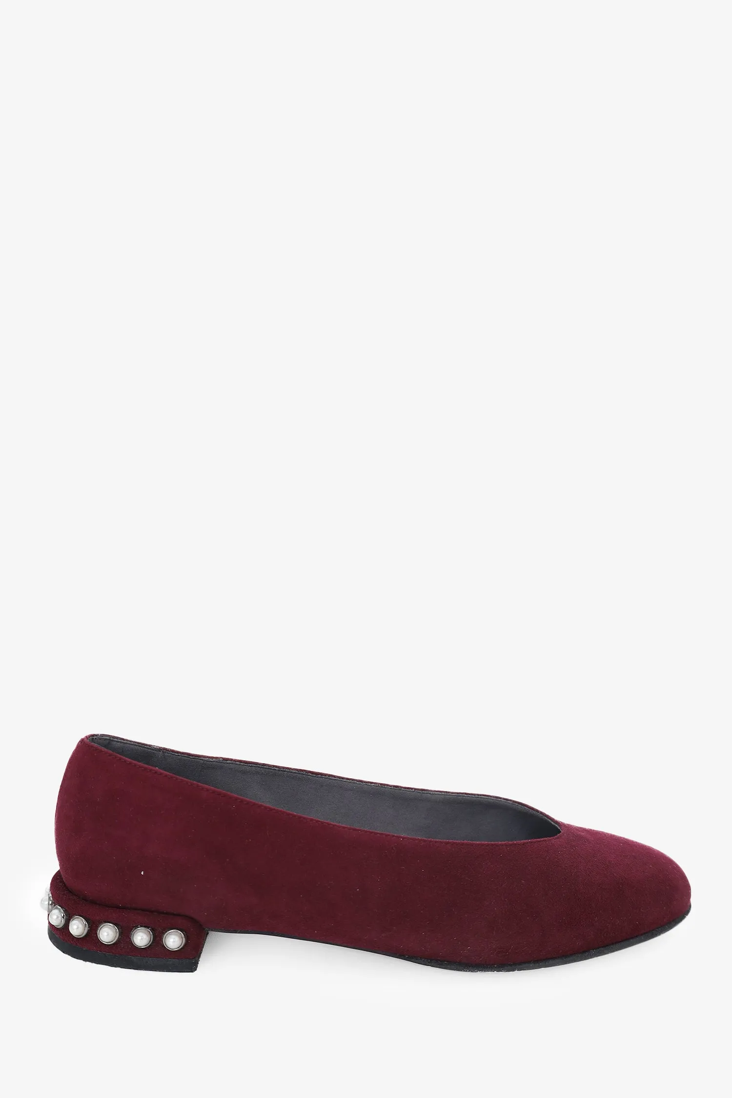 Stuart Weitzman Burgundy Suede Chic Pearl Ballet Flat Size 7
