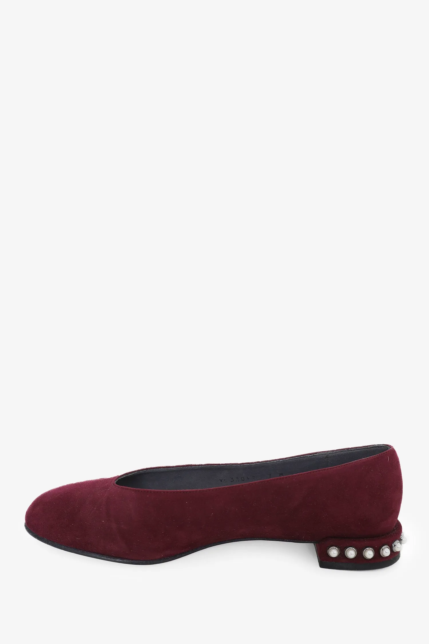 Stuart Weitzman Burgundy Suede Chic Pearl Ballet Flat Size 7