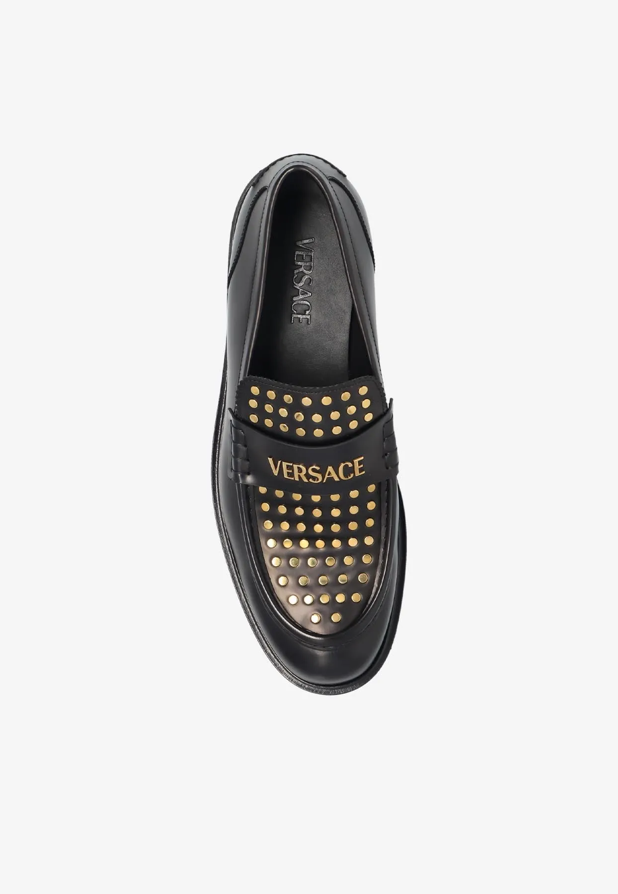 Studded Logo Leather Loafers