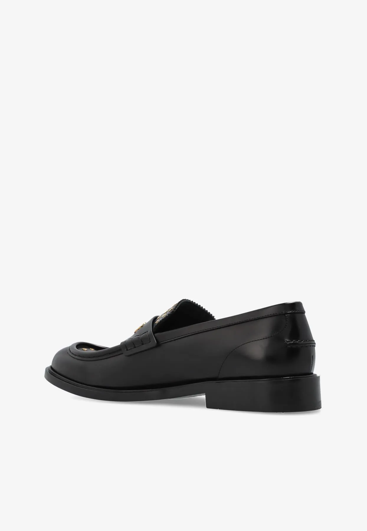 Studded Logo Leather Loafers