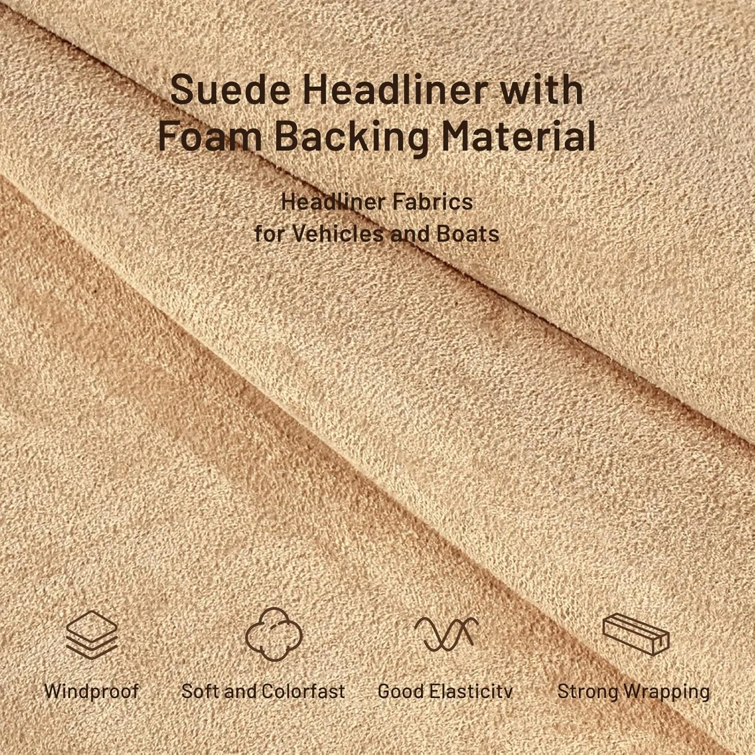 Suede Auto Headliner Fabric 92" L × 60" W with Foam Backing - Tube Packaging - -Beige Interior Replacement Material for Car/Truck/SUV/RV Roof - Home Repair/DIY Headliner Material