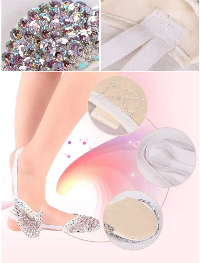 SUPVOX Women's Ballet Dance Shoes, L, Multicolor, Sequin, Flat, Peep Toe, Breathable, Elastic, Anti-Abrasive Suede Sole, Suitable for Dance, Yoga, Modern, Ballroom, Ballet, Jazz, Size L