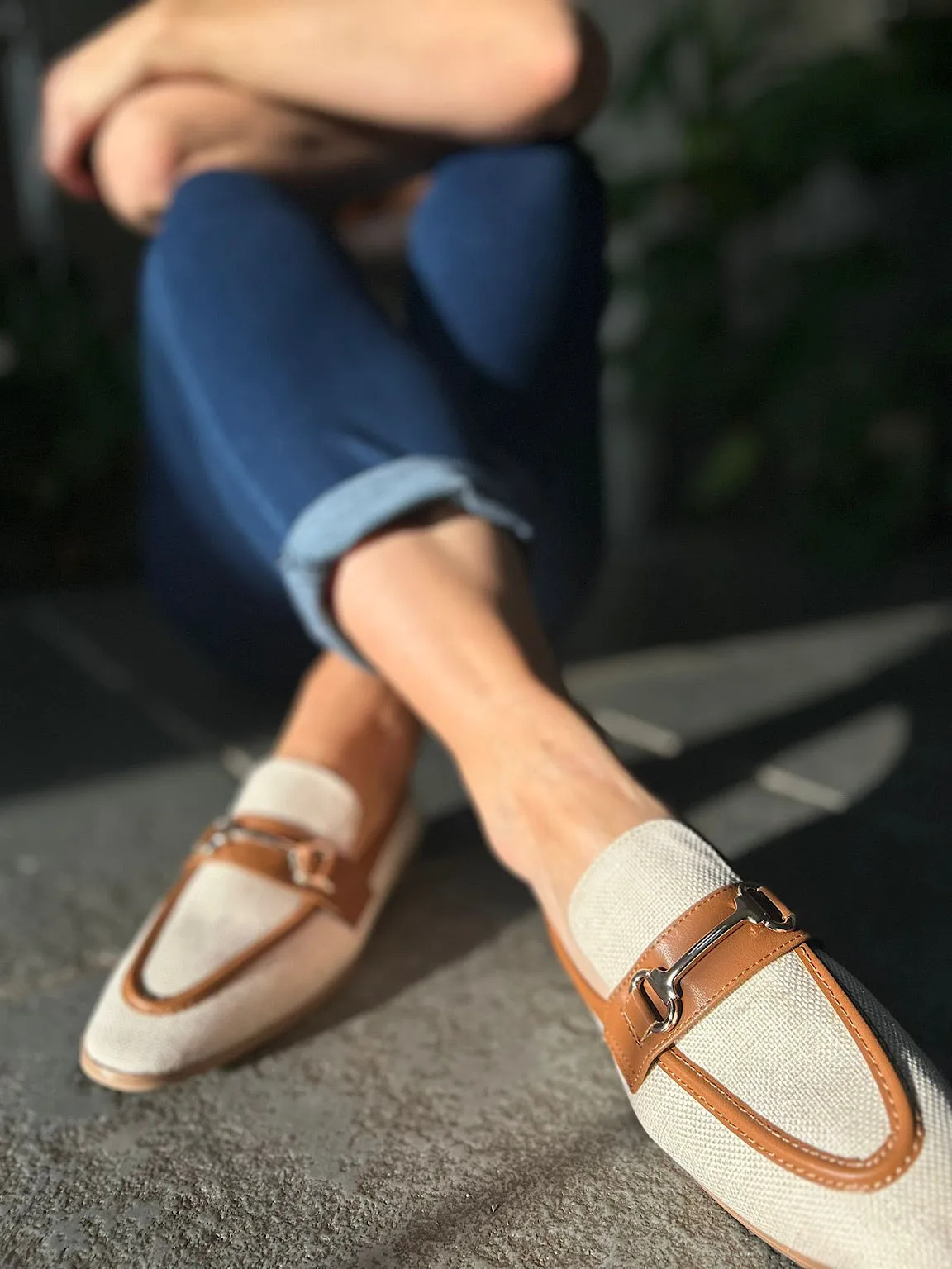 Tan Canvas Chain Loafer
