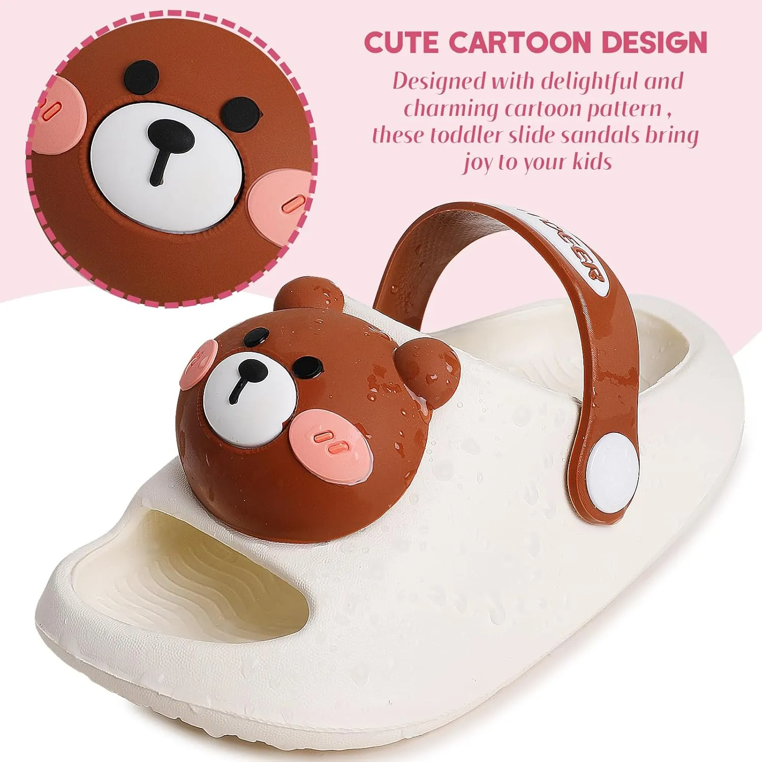 techcity Toddler Little Kids Slide Sandals Cute Summer Shower Beach Pool Slippers Thick Sole Slip On Sandals Water Shoes with Backstrap Boys Girls Clogs