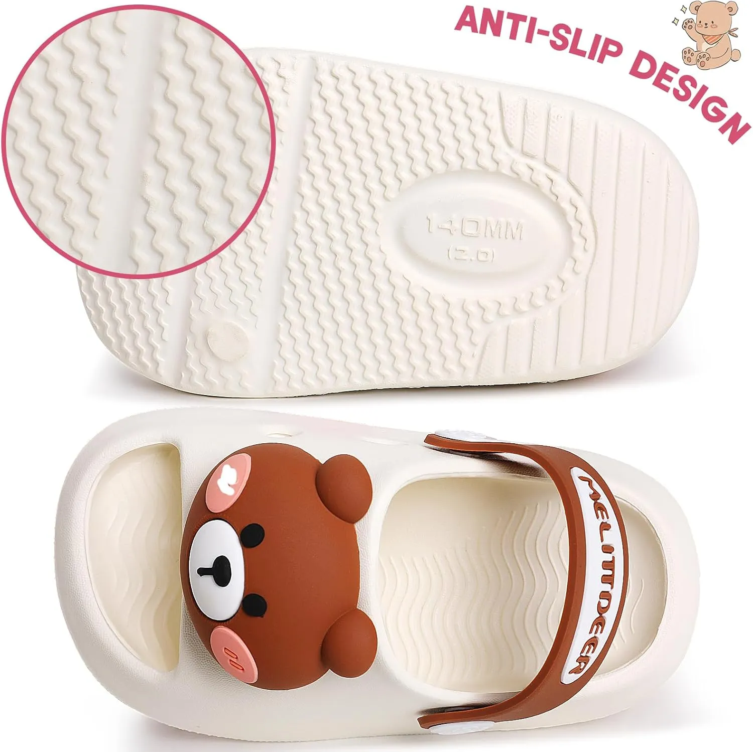 techcity Toddler Little Kids Slide Sandals Cute Summer Shower Beach Pool Slippers Thick Sole Slip On Sandals Water Shoes with Backstrap Boys Girls Clogs