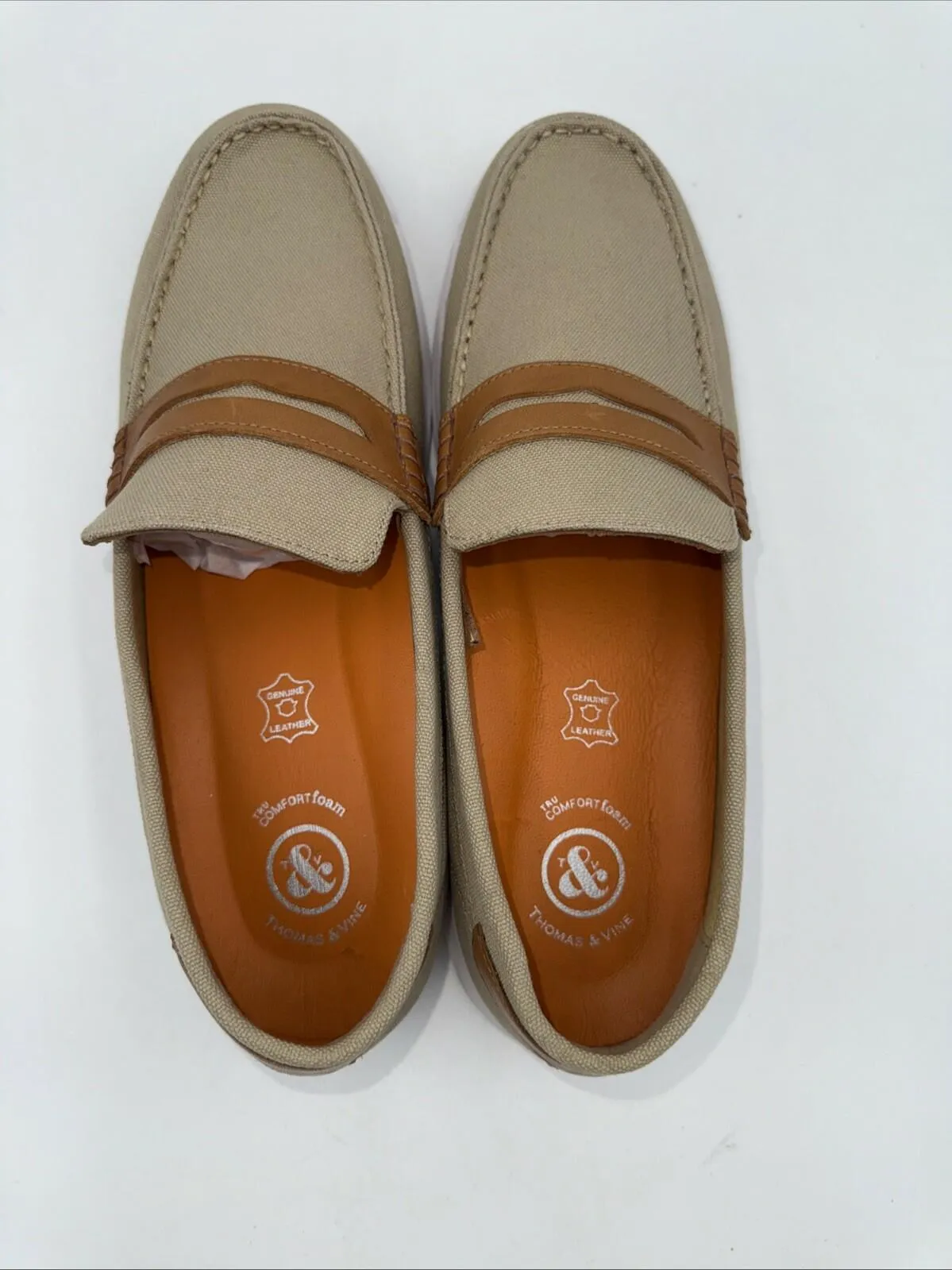 Thomas & Vine Men's Tevin Loafer Beige Canvas Size 10.5 - Very Good