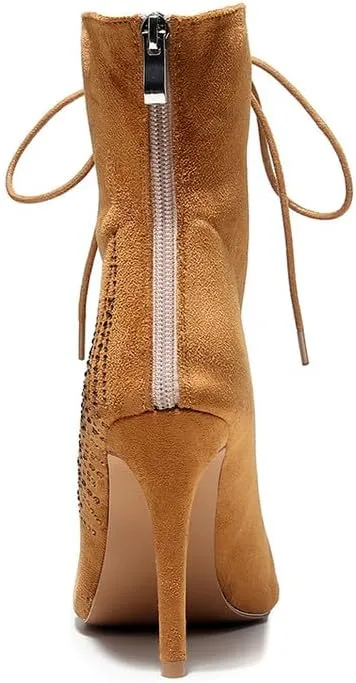 TINRYMX Women Ballroom Dance Boots Latin Salsa Ankle Dance Booties Performance Party Dance Shoes, Model-QJW7251