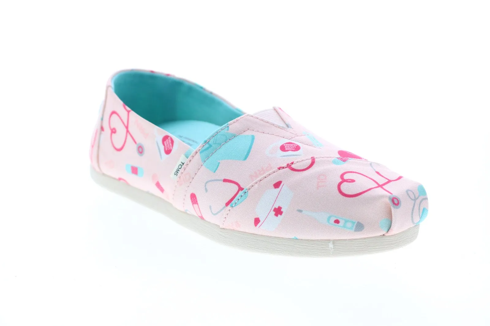 Toms Alpargata 10016612 Womens Pink Canvas Slip On Loafer Flats Shoes
