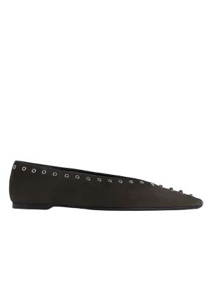 Toteme Suede Lace Up Ballerinas Pepper