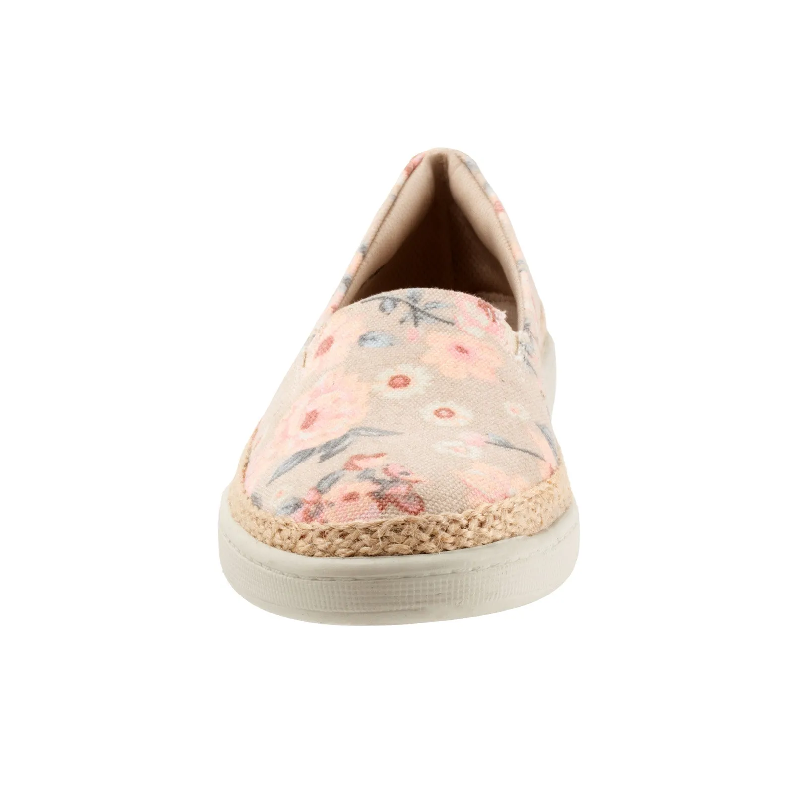 Trotters Accent T1803-921 Womens Beige Narrow Canvas Loafer Flats Shoes