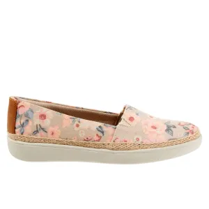 Trotters Accent T1803-921 Womens Beige Narrow Canvas Loafer Flats Shoes